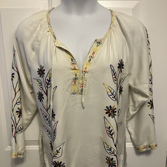 More By Lata Tops - More By Lata Sz Large Boho Embroidered Top Y2K Women's‎ Peasant Hippie Ivory